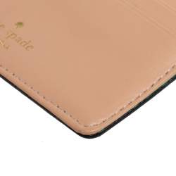 Pre Owned Kate Spade Beige/Green Leather Card Holder  