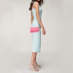 Pre Owned Kate Spade Pink Leather Gemma Scalloped Wallet on Chain