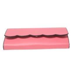 Pre Owned Kate Spade Pink Leather Gemma Scalloped Wallet on Chain