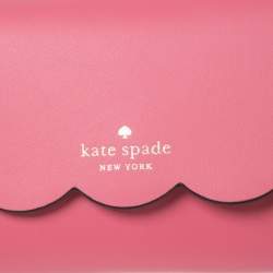 Pre Owned Kate Spade Pink Leather Gemma Scalloped Wallet on Chain