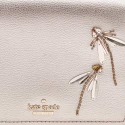 Pre Owned Kate Spade Metallic Beige Leather Mini Nora Top Handle Bag