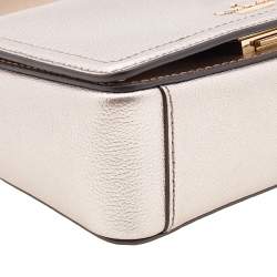 Pre Owned Kate Spade Metallic Beige Leather Mini Nora Top Handle Bag