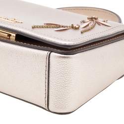 Pre Owned Kate Spade Metallic Beige Leather Mini Nora Top Handle Bag