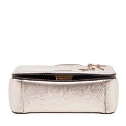 Pre Owned Kate Spade Metallic Beige Leather Mini Nora Top Handle Bag