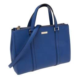 Pre Owned Kate Spade Blue Leather Mulberry Street Leighann Tote