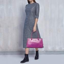 Pre Owned Kate Spade Fuchsia Leather Double Zip Tote