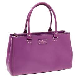 Pre Owned Kate Spade Fuchsia Leather Double Zip Tote