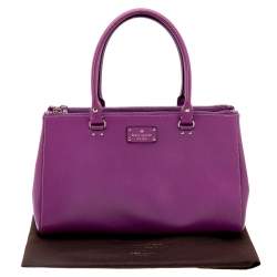 Pre Owned Kate Spade Fuchsia Leather Double Zip Tote