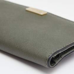 Pre Owned Kate Spade Moss Green Saffiano Leather Spencer Bifold Wallet