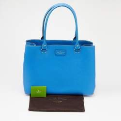 Pre Owned Kate Spade Bright Blue Leather Fallon Wellesley Tote
