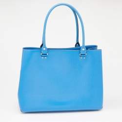 Pre Owned Kate Spade Bright Blue Leather Fallon Wellesley Tote