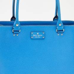 Pre Owned Kate Spade Bright Blue Leather Fallon Wellesley Tote