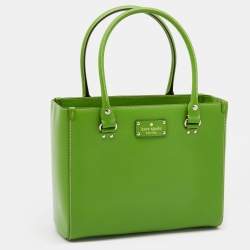Pre Owned Kate Spade Green Leather Quinn Wellesley Tote