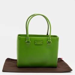 Pre Owned Kate Spade Green Leather Quinn Wellesley Tote
