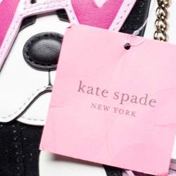 Pre Owned Kate Spade Black/Lilac Suede and Leather Fringe Puppy Chain Bag