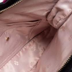 Pre Owned Kate Spade Black/Lilac Suede and Leather Fringe Puppy Chain Bag