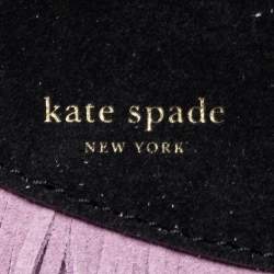 Pre Owned Kate Spade Black/Lilac Suede and Leather Fringe Puppy Chain Bag