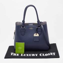 Pre Owned Kate Spade Navy Blue Leather Carter Street Devlin Tote