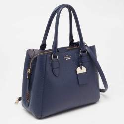 Pre Owned Kate Spade Navy Blue Leather Carter Street Devlin Tote