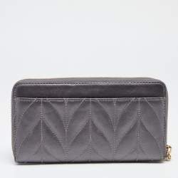 Kate Spade Grey Briar Lane Quilted Leather Neda Zip Around Wallet