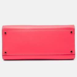 Pre Owned Kate Spade Neon Coral Pink Leather Tote