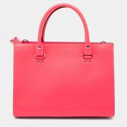 Pre Owned Kate Spade Neon Coral Pink Leather Tote