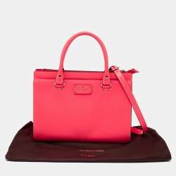 Pre Owned Kate Spade Neon Coral Pink Leather Tote