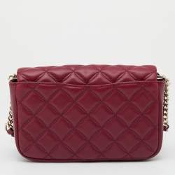 Pre Owned Kate Spade Burgundy Quilted Leather Natalia Crossbody Bag