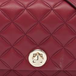 Pre Owned Kate Spade Burgundy Quilted Leather Natalia Crossbody Bag
