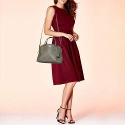 Pre Owned Kate Spade Olive Green Leather Sylvia Dome Satchel