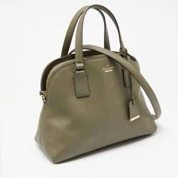 Pre Owned Kate Spade Olive Green Leather Sylvia Dome Satchel