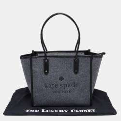 Pre Owned Kate Spade Grey/Black Felt Fabric and Leather Ella Tote