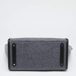 Pre Owned Kate Spade Grey/Black Felt Fabric and Leather Ella Tote