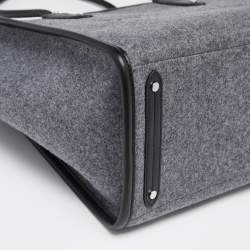 Pre Owned Kate Spade Grey/Black Felt Fabric and Leather Ella Tote