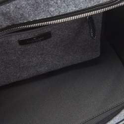 Pre Owned Kate Spade Grey/Black Felt Fabric and Leather Ella Tote