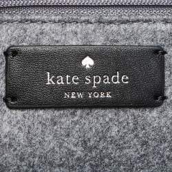 Pre Owned Kate Spade Grey/Black Felt Fabric and Leather Ella Tote