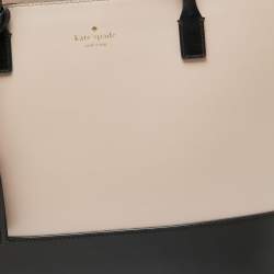 Pre Owned Kate Spade Black/Pale Pink Leather Wright Place Karla Tassel Tote