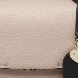 Pre Owned Kate Spade Pale Beige/Black Leather Small Grace Top Handle Bag