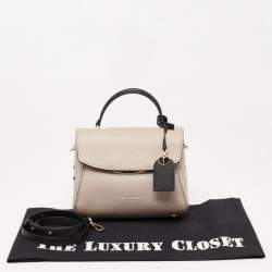 Pre Owned Kate Spade Pale Beige/Black Leather Small Grace Top Handle Bag