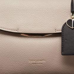Pre Owned Kate Spade Pale Beige/Black Leather Small Grace Top Handle Bag