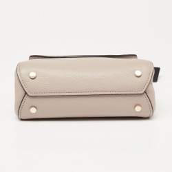 Pre Owned Kate Spade Pale Beige/Black Leather Small Grace Top Handle Bag