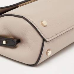 Pre Owned Kate Spade Pale Beige/Black Leather Small Grace Top Handle Bag