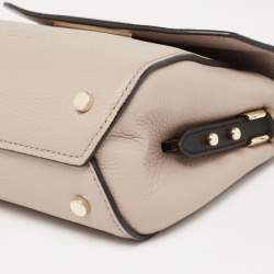 Pre Owned Kate Spade Pale Beige/Black Leather Small Grace Top Handle Bag