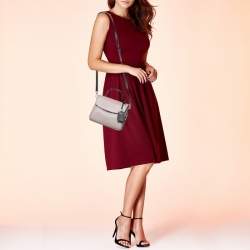 Pre Owned Kate Spade Pale Beige/Black Leather Small Grace Top Handle Bag