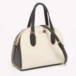 Pre Owned Kate Spade Black/Vanilla Leather Reiley Satchel
