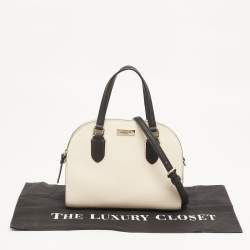 Pre Owned Kate Spade Black/Vanilla Leather Reiley Satchel