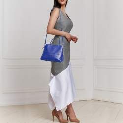 Pre Owned Kate Spade Blue Laser Cut Leather Satchel 