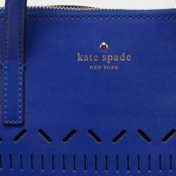 Pre Owned Kate Spade Blue Laser Cut Leather Satchel 
