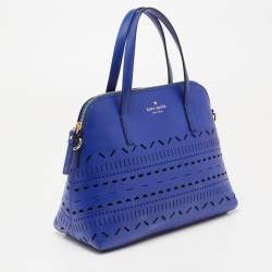 Pre Owned Kate Spade Blue Laser Cut Leather Satchel 