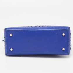 Pre Owned Kate Spade Blue Laser Cut Leather Satchel 